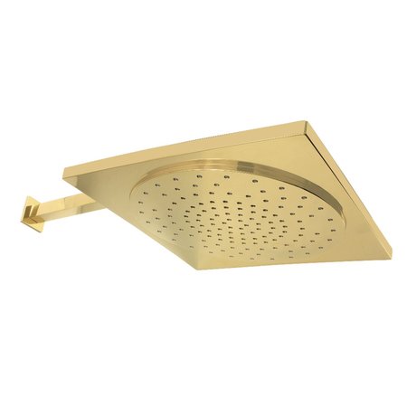 SHOWERSCAPE KX8222CK 12-Inch Rainfall Square Shower Head with 16-Inch Shower Arm, Polished Brass KX8222CK